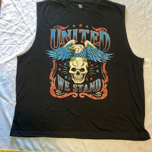 United We Stand Patriotic 3XL Muscle/Tank Top NWT Black-Biker-Skull